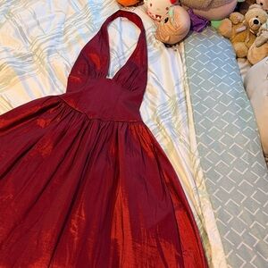 Fashion Nova Deep Red Halter Midi Dress